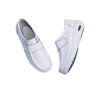 Yytcsjz Women's Comfortable Leather Non-Slip Adjustable Working Nurse Shoes, Arch Support, Breathable Moccasins, Ideal for Nurse Healthcare Crews (3.5 UK) White