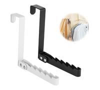 YYTECH 2 Pcs Folding Over Door Hanger Over Door Hooks No-Drilling Hanger Over Folding Clothes Hanger with 5 Grooves for Coats Clothes Hat Towel Jacket White and Black