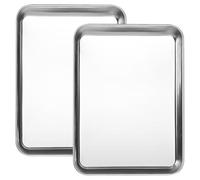 YYTECH Baking Tray Set of 2, Stainless Steel Baking Sheets Pans 26.5 x 20.5X 2.5 cm Cookie Sheet Pan for Baking and Roasting, Non Stick Baking Sheets Pans, Non Toxic Dishwasher Safe