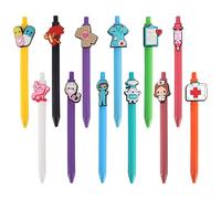 YYTECH Ballpoint Pen Pack of 12 Cute Nurse Pens, 0.5 mm Multicoloured Ballpoint Pen Funny Cartoon Pen, Retractable Rollerball Pen for Nurses, Students, Doctor, Children