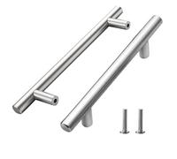 YYTECH Pack of 10 Furniture Handles, Handles for Kitchen Cabinets, 160 mm Hole Spacing, Stainless Steel Kitchen Handles (Silver, 160mm)