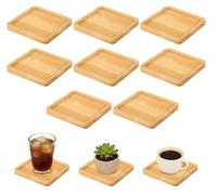 YYTECH Pack of 16 Wooden Coasters Square Mini Bamboo Tray 9 x 9 x 1 cm