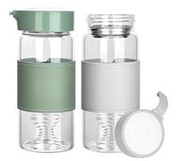 YYTECH Pack of 2 Shaker Glass, Small Glass Shaker Bottle Shake Cup, Protein Shaker, 16.2 oz BPA-Free, Odourless with Integrated Strainer and 304SS Mixing Ball for Fitness and Protein Shakes