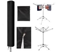 YYTECH Rotary Washing Line Cover Waterproof Rotary Dryer Cover 600D Oxford Waterproof Whirlygig Cover with Zip and Drawstring for Garden Dryer and Airer (180x16x16cm) - Tear-Resistant Durable