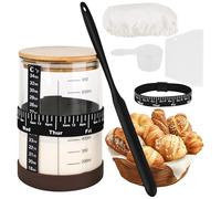 YYTECH Sourdough Starter Jar Kit 1000ml Glass Sourdough Fermentation Reusable Wide Mouth Sourdough Jar for Fermentation with Silicone Spatula, Measuring Spoons, Cloth Cover, Date Feeding Band etc