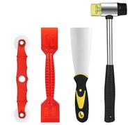 YYTECH Window Glazing Tool Kit, 4PCS Glazing Tools Heavy Duty Glazing Tools with Ruber Hammer, Glazing Paddle Shovel Red Window Roller &Steel Scraper for Windows, Doors Hand Tool Sets