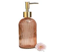 YYTSGG Glass Soap Dispenser with Gold Plastic Pump, 13.5oz, Orange