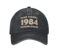 YYTSMG Baseball Cap 1984 Make Orwell Fiction Again Distressed Denim Washed Dystopian World Headwear Outdoor Travel Adjustable Gift
