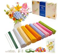 YYUENG TAK 500 Pcs Dopamine Colors Pipe Cleaners Flower kit,Chenille Stems for DIY Art Projects Creative Gift,Pipe Cleaners Craft with tutoria,Pearls,Pompoms,Green Floral Wires,Gardening Tape,Stamen