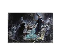 YYUEQIL Adolf Hiremy Hirschl Prints Souls on The Banks of The Acheron Wall Art Wall Art Aesthetic Canvas Painting Picture Living Room Decor Home Unframe 24x36inch(60x90cm)