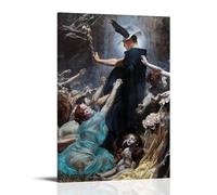 YYUEQIL Adolf Hiremy Hirschl Prints The Souls of Acheron Wall Art Painting On Canvas Wall Art Scroll Picture Print Living Room Walls Decor Homes Frame 24x36inch(60x90cm)