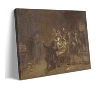 YYUEQIL Adolph Tidemand Prints Sketch for The Return of The Bear Hunter (1857-1861) Wall Art Painting On Canvas Wall Art Scroll Picture Print Living Room Walls Decor Homes Frame 24x36inch(60x90cm)