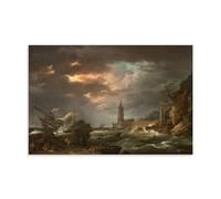 YYUEQIL Claude Joseph Vernet Prints Storm Off The Coast Wall Art Decorative Painting Canvas Wall Art Living Rooms Bedroom Painting Unframe 20x30inch(50x75cm)