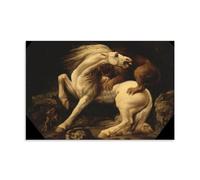 YYUEQIL George Stubbs Prints Horse Attacked by A Lion Wall Art Canvas Painting Wall Art Decorative Picture Prints Modern Decor Unframe 20x30inch(50x75cm)