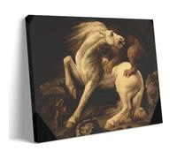YYUEQIL George Stubbs Prints Horse Attacked by A Lion Wall Art Decorative Painting Canvas Wall Art Living Rooms Bedroom Painting Frame 12x18inch(30x45cm)