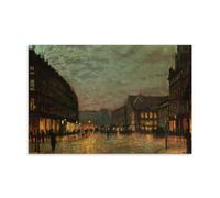 YYUEQIL John Atkinson Grimshaw Prints Boar Lane Leeds by Lamplight 1881 Wall Art Canvas Art And Wall Art Picture Print Modern Family Bedroom Decors Unframe 12x18inch(30x45cm)
