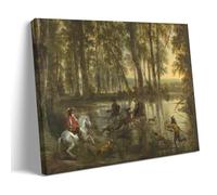 YYUEQIL Nicolas Poussin Prints A Stag Hunt in A Forest Wall Art Artworks Canvas Room Aesthetic Wall Art Prints Home Modern Decor Frame 24x36inch(60x90cm)