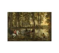 YYUEQIL Nicolas Poussin Prints A Stag Hunt in A Forest Wall Art Artworks Canvas Room Aesthetic Wall Art Prints Home Modern Decor Unframe 24x36inch(60x90cm)