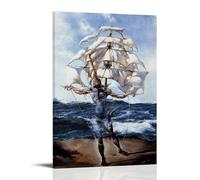 YYUEQIL The Ship Salvador Dali Painting Print Poster Wall Art Painting Canvas Gift Living Room Prints Bedroom Decor Artworks Frame 24x36inch(60x90cm)