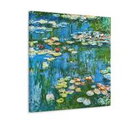 YYUEQIL Water Lilies by Claude Monet Painting Poster Famous Wall Art Aesthetic Canvas Painting Picture Living Room Decor Home Frame 24x24inch(60x60cm)