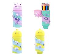 YYUEZHI Pencil Case, Telescopic Pencil Case, 2 in 1 in Silicone Case with 6 Decorative Charms, Silicone Case, Kawaii, Unicorn Pencil Case for Girls and Girls, Color, Cute
