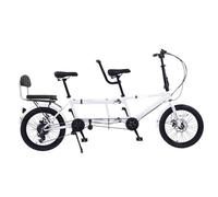 YYUINU Adult 20 Inch Folding Tandem Bike, 7 Speed 3 Person Parent-child Bike, Adjustable 2 Seat Height, Dual Disc Brakes, City Beach Cruiser Bike, Scenic Sightseeing Car,White-20in