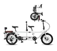 YYUINU City Beach Cruiser Bike,7-speed 3-person Parent-child Bike, Family Parent-child Folding Tour, Can Stand And Push, Can Enter The Elevator And Car Trunk,B-20in
