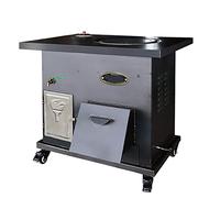 YYUINU Multifunctional cast iron charcoal oven, energy-saving wood stove, with hot water reservoir and large capacity oven, smoke-free cooker, A