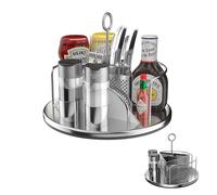 YYukon Glory Patented Utensil and Condiment Holder Design - Lazy Susan Organizer for Utensils, Salt & Pepper, Napkins - BBQ Table Spice Rack
