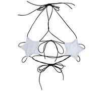 YYUNANG Women's Cut Out Lace-Up Sexy Bra,Star Bra Crop Top Star Bikini Top Lace Up Halter Bralette Bandeau Camisole (White)