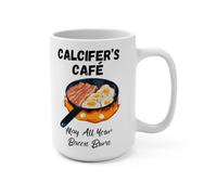 YYUNAW Calcifer May All Your Bacon Burn Howl's Moving Castle Inspired Hayao Miyazaki Mug (White, 11 Ounce)