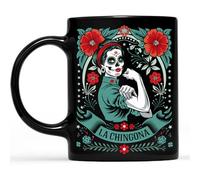 YYUNAW Dia De Los Muertos Mexican Chicana Pride Feminist La Chingona Tarot Card Funny Spanish Slang Boss Latina Power Coffee Mug, Gift For Girl, Woman Coffee Cups 11oz