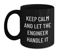 YYUNAW Funny Engineer Gifts for Christmas - Keep Calm Let The Engineer Handle It Black Coffee Mug, 11oz, Microwave and Dishwasher Safe, Perfect for Men, Women, Friends, Coworkers, Family