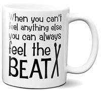 YYUNAW White Color Drummer Coffee Mug 11 oz Feel The Beat Drums Love Ceramic Cup Gift