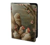 yyunbmr Genuine Leather Passport Case Passport Cover with Card Slots Travel Accessories A Brood of Chickens Print