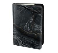 yyunbmr Genuine Leather Passport Case Passport Cover with Card Slots Travel Accessories Black Textured Marble Print