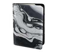 yyunbmr Genuine Leather Passport Case Passport Cover with Card Slots Travel Accessories Black White Marble Print
