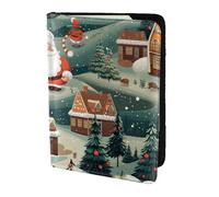 yyunbmr Genuine Leather Passport Case Passport Cover with Card Slots Travel Accessories Christmas Village Print