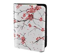 yyunbmr Genuine Leather Passport Case Passport Cover with Card Slots Travel Accessories Delicate Cherry Blossoms Print