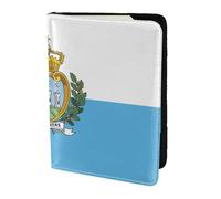 yyunbmr Genuine Leather Passport Case Passport Cover with Card Slots Travel Accessories Flag of San Marino Print