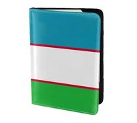 yyunbmr Genuine Leather Passport Case Passport Cover with Card Slots Travel Accessories Flag of The Republic of Uzbekistan Print