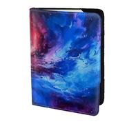 yyunbmr Genuine Leather Passport Case Passport Cover with Card Slots Travel Accessories Red Blue Galaxy Print