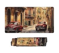 yyunbmr Large Extended Gaming Mouse Pad 75 * 40cm Keyboard Mat Non-Slip Rubber Base Washable Mousepad Italian Street Print