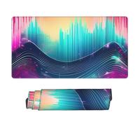 yyunbmr Large Extended Gaming Mouse Pad 75 * 40cm Keyboard Mat Non-Slip Rubber Base Washable Mousepad Cool Music sound wave Print