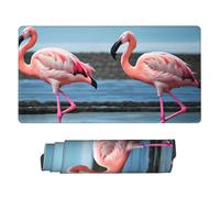 yyunbmr Large Extended Gaming Mouse Pad 75 * 40cm Keyboard Mat Non-Slip Rubber Base Washable Mousepad flamingos on the beach Print