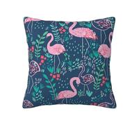yyunbmr Linen-Style Decorative Pillow Sham Square Cushion Cover Home Decor Floral Swan Print 18 * 18in