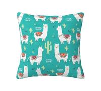 yyunbmr Linen-Style Decorative Pillow Sham Square Cushion Cover Home Decor Indian Alpaca Print 16 * 16in