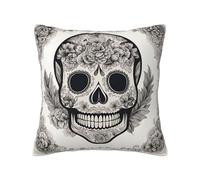 yyunbmr Linen-Style Decorative Pillow Sham Square Cushion Cover Home Decor Mexican Skull Print 18 * 18in