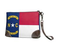 yyunbmr Luxury Genuine Leather Envelope Clutch for Women Cute North Carolina state flag Printed Wristlet Wallet Handbag