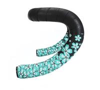 YYunying Cherry Blossom Bicycle Handlebar Tapes for Road Mountain MTB Bikes, Soft PU+EVA Anti-Slip Grip Tape Shock Absorbing Bar Wrap Tapes, Black+Green Flowers